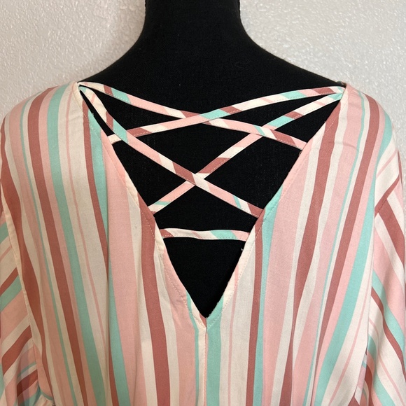 Torrid Babydoll Top - Stretch Challis Stripe Pink Size 1(1X) - Picture 9 of 12